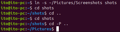 Figure 7. Using options with the Linux cd command