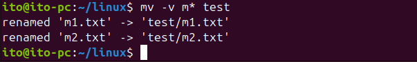 Figure 5. Linux Command mv -v option for detailed output