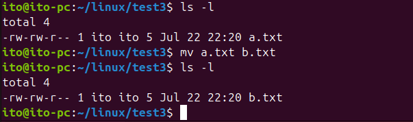 Figure 1. Linux Command mv: Renaming file