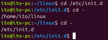 Figure 5. Linux command cd: Move to Previous Directory