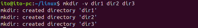 Figure 4. Linux Command mkdir: Creating multiple directories at once