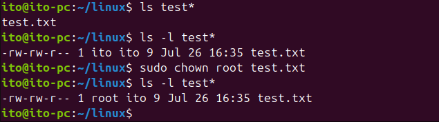 図1. Linuxコマンドchown: ファイルの所有者を変更