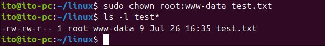 Figure 2. Linux Command chown: Changing the owner and group of a file