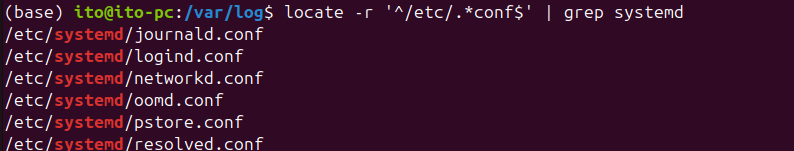 Figure 4. Linux command locate: filtering results using a pipeline with grep