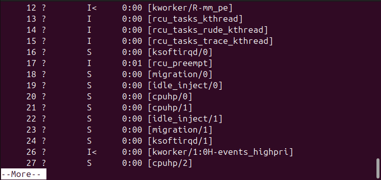 Figure 3. Linux Command more: Displaying from a Specific Line with +n Option