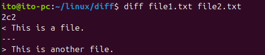 Figure 1. Comparing two files using the Linux Command diff