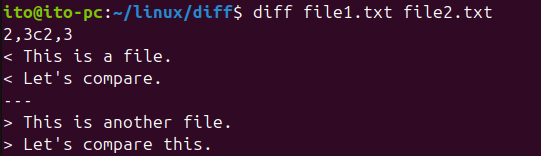 Figure 1. diff output result