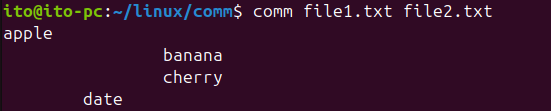 Figure 1. Linux Command comm: Comparing Sorted Files