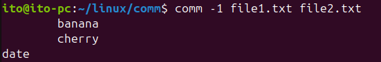 Figure 2. Linux Command comm: Hiding Items Unique to the First File