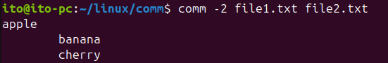 Figure 3. Linux Command comm: Hiding Items Unique to the Second File