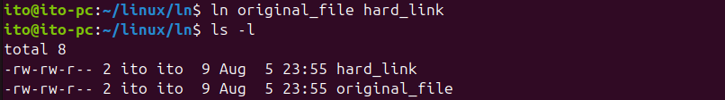 Figure 1. Linux Command ln: Creating a Hard Link