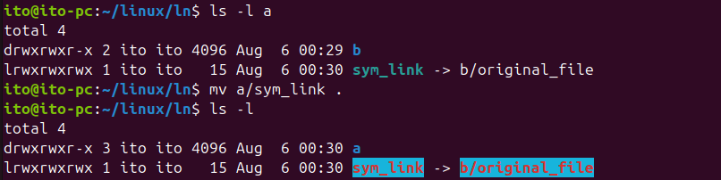 Figure 12. Broken Symbolic Link: Relative Path Used and Link Moved