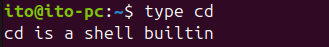 Figure 1. Linux Command type: Checking a built-in command