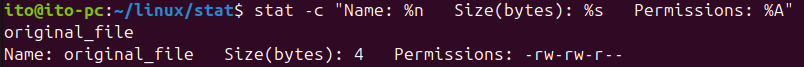 Figure 4. Linux Command stat: Specify Output Format (-c, --format Option)