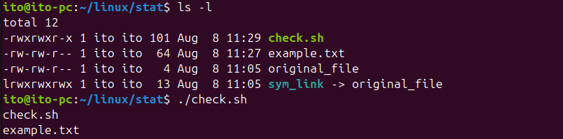 Figure 7. Linux Command stat: Application Using Shell Script