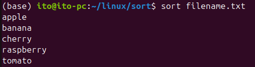 Figure 1. Sorting text file contents with the Linux command sort