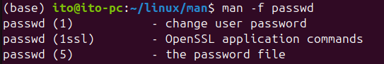 Figure 5. Viewing a simple description with the Linux command man