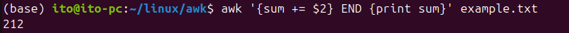 Figure 6. Calculating totals using the Linux command awk