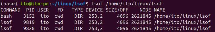 Figure 2. Linux command lsof: Finding the process using a specific file