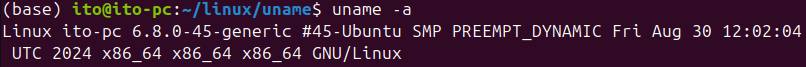 Figure 2. Linux command uname: displaying all information with the -a option