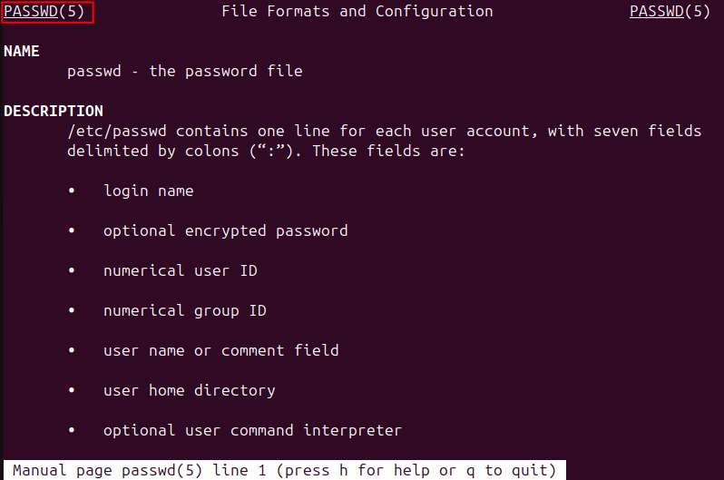 Figure 3. Searching a specific section with the Linux command man